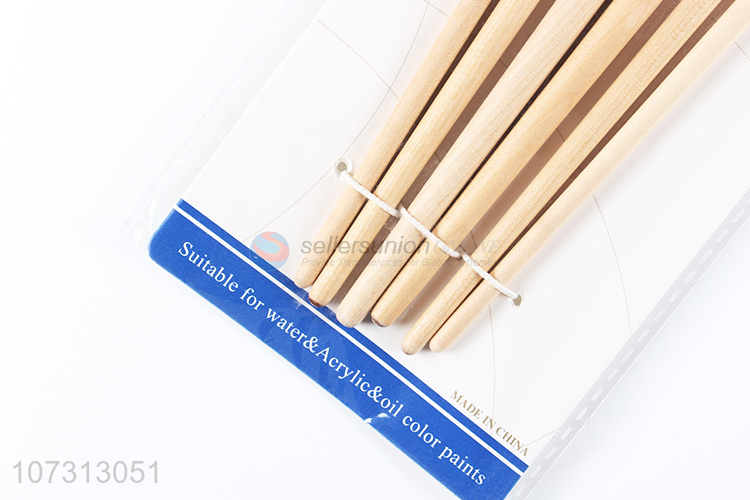 Promotional cheap art supplies 6pcs wooden handle painting brush watercolor paintbrush