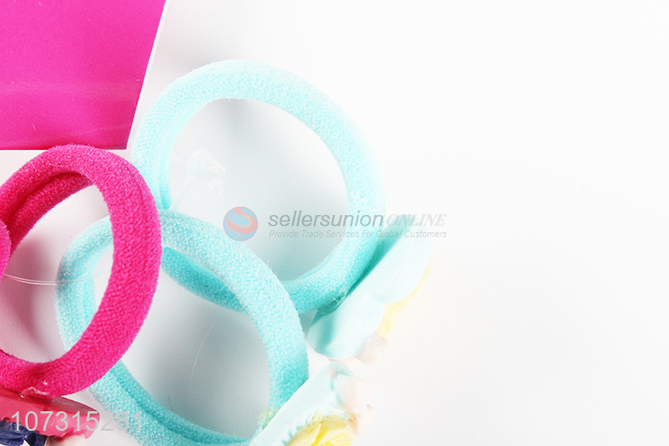 Hot sale cute girls hair ties hair ring with plastic flower