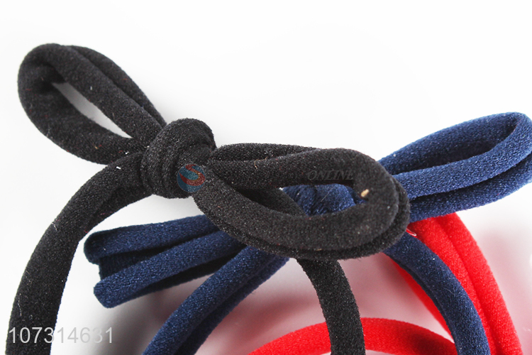 Promotional cheap chic bowknot hair ties ladies hair rings