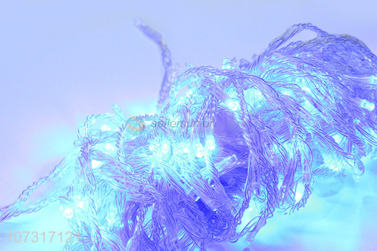 Custom 96 LED Transparent Wire Blue String Decoration Lights With Tail Plug