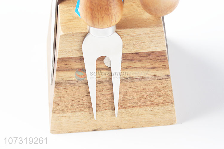 Premium Quality Cheese Tool Cheese Knife Set With Wooden Holder