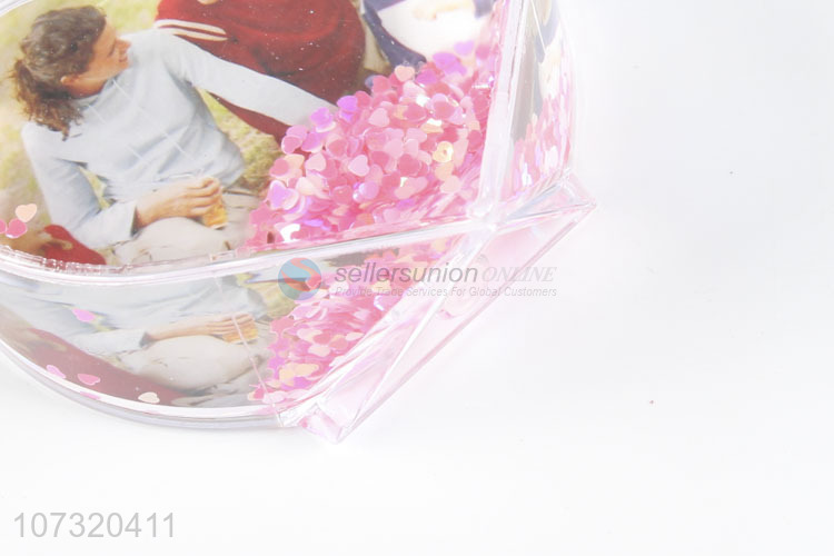 Wholesale Home Decor Personalised Gifts Beautiful Heart Shaped Photo Frame Snowglobe