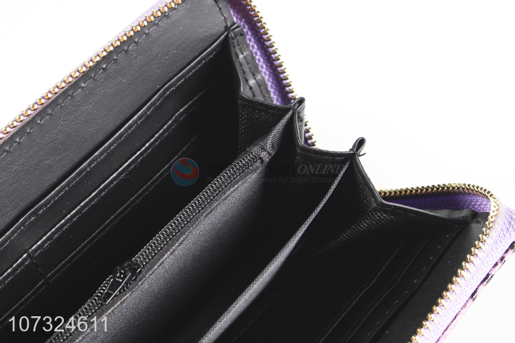 Latest design women pu leather wallets long purse