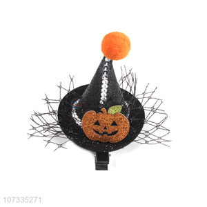 Competitive Price Glitter Pumpkin Hat Hair Clip For Halloween Decorations