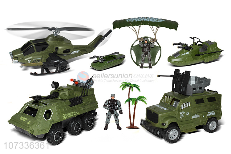 Hot Sale Inertial Command Vehicle/Helicopter Armored Vehicle Speedboat Play Set