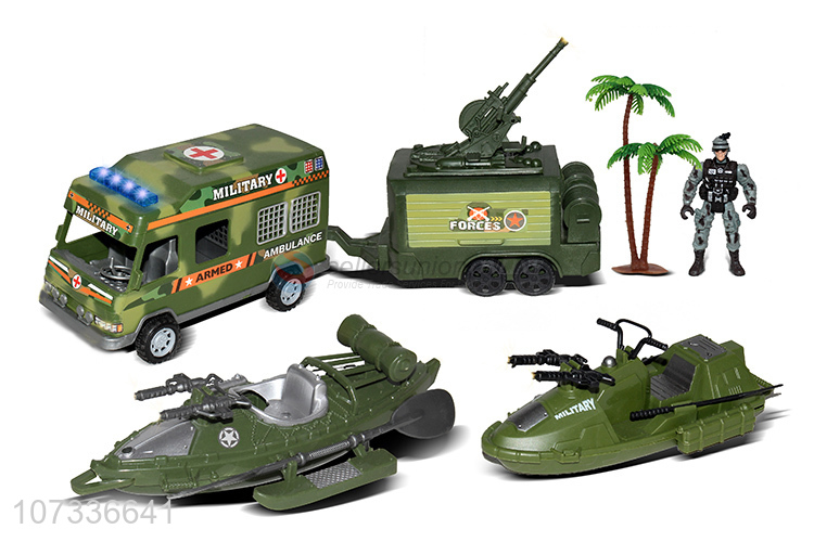 Best Selling Field Ambulance Trailer Boat Military Toy Set