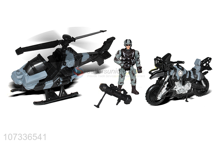 Good Sale Plastic Fighter Battlefield Motorcycle Toy Set