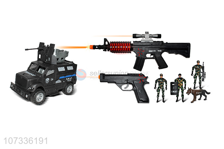 Custom Infrared Sound-Light Gun Inertia Command Car Ambulance Military Toys Play Set