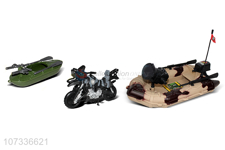 Custom Torpedo Bomber Rubber Boat Small War Boat Battlefield Motorcycle Play Set