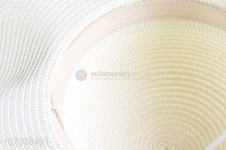 New Product Summer Beach Bow Wave Paper Hat Straw Women Floppy Hat