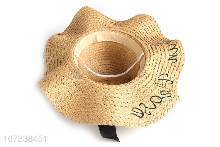 New Popular Embroidery Beach Summer Sun Lady Paper Straw Hat