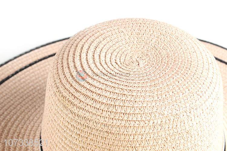 Promotional Lady Decorate Bow Summer Sunshade Floppy Wide Brim Straw Hat