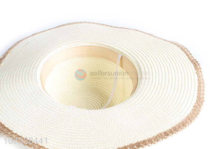 Wholesale Custom Wide Brim Women Summer Beach Sun Floppy Paper Straw Hat