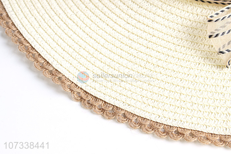 Wholesale Custom Wide Brim Women Summer Beach Sun Floppy Paper Straw Hat