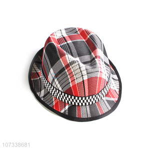 New Style Plaid Panama Hats Fashion Adults Polyester Cap