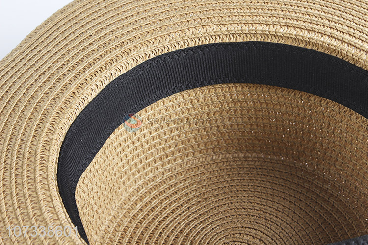 Best Sale Woman Leisure Outdoor Paper Straw Hat With Bow Decoration