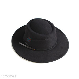 Wholesale Custom Panama Hat Fashion Black Polyester Cap