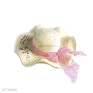 Premium Quality Women Embroidered Sun Protection Paper Straw Floppy Hat