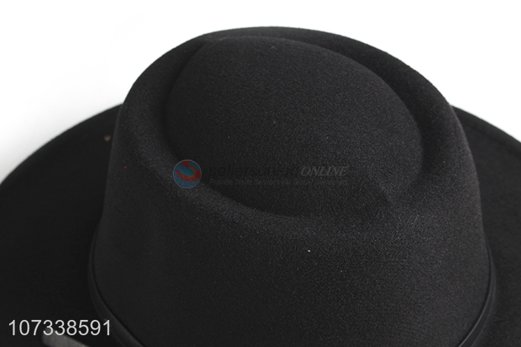 Wholesale Custom Panama Hat Fashion Black Polyester Cap