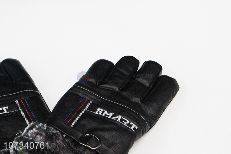 New design men comfortable anti-slip winter outdoor pu leather gloves