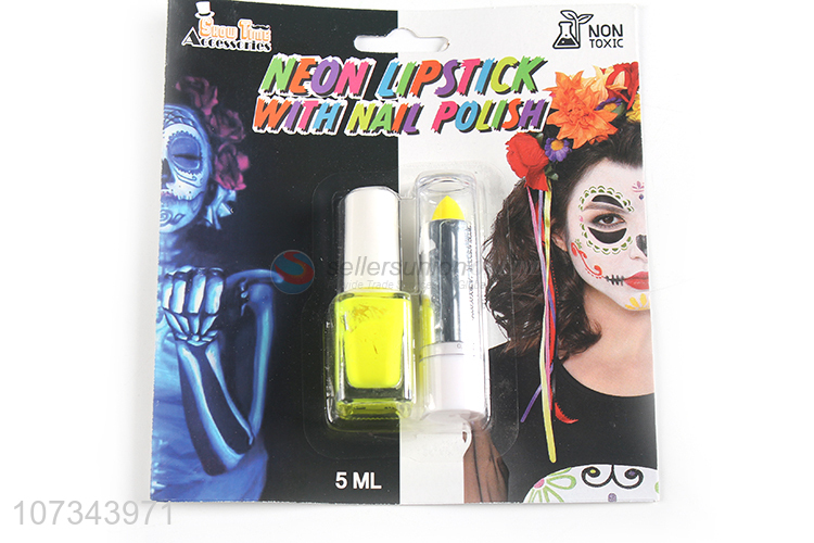 New Product Neon Lipstick With Nail Polish Set For Halloween Makeup