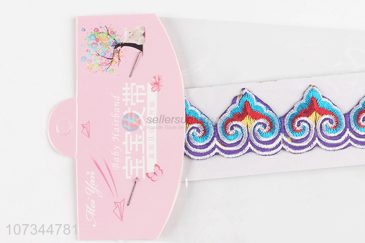 Attractive design embroidered headbands pricess hair accessories