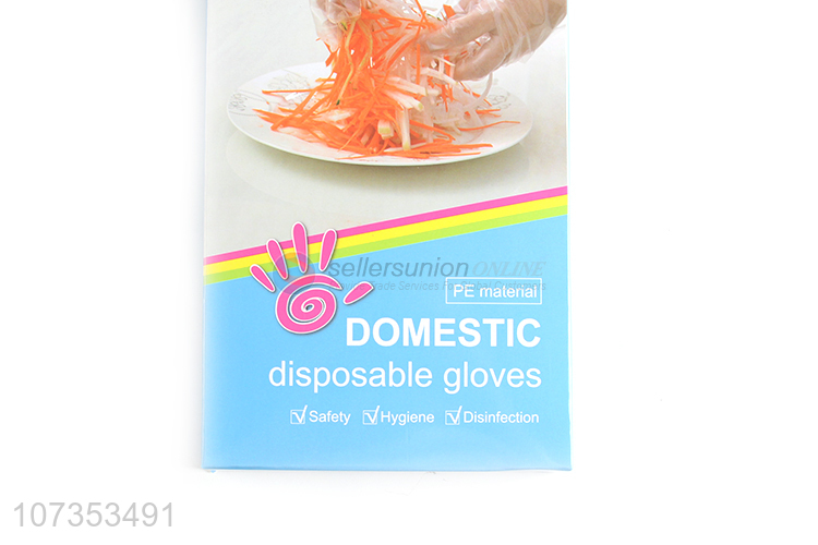 Hot selling 100pcs clear disposable plastic lape gloves for food using