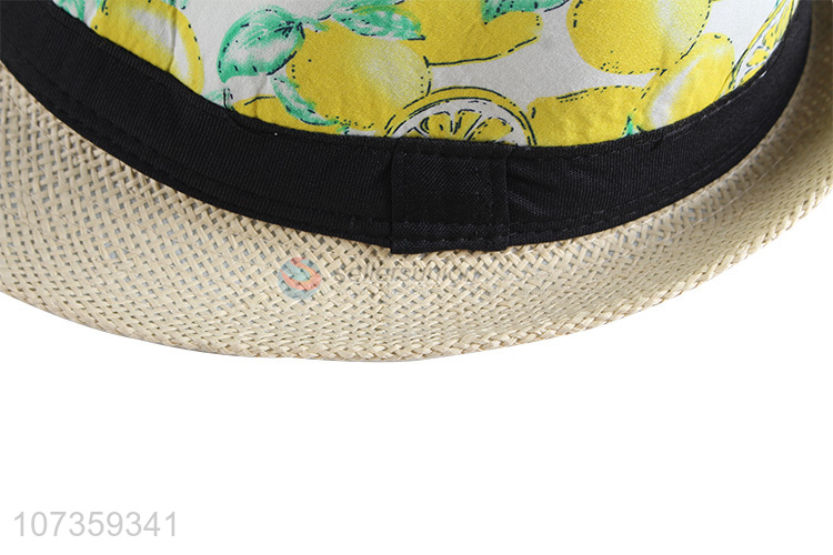 Delicate Design Fruit Pattern Fedora Hat Straw Hat