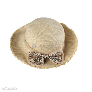 Fashion Bowknot Design Straw Bucket Hat Summer Sun Hat