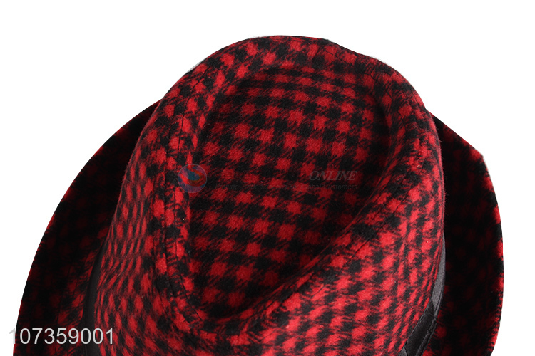 Best Selling Plaid Wool Felt Fedora Hats Wholesale