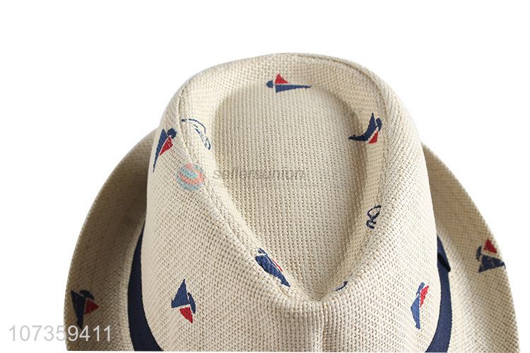 New Design Straw Fedora Hat Decorative Sun Hat