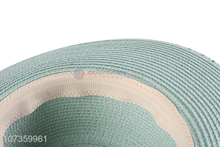 New Arrival Round Top Large Brimmed Hat Beach Hat With Pearls