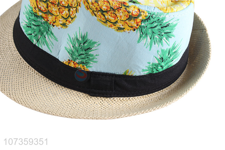 Fashion Pineapple Pattern Billycock Summer Fedora Hat