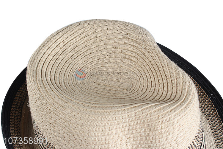 Fashion Design Color Matching Straw Fedora Hats