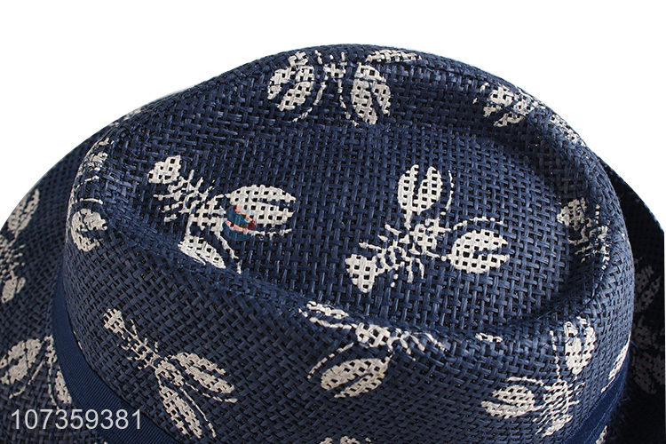 Fashion Crayfish Pattern Fedora Hat Summer Straw Hat