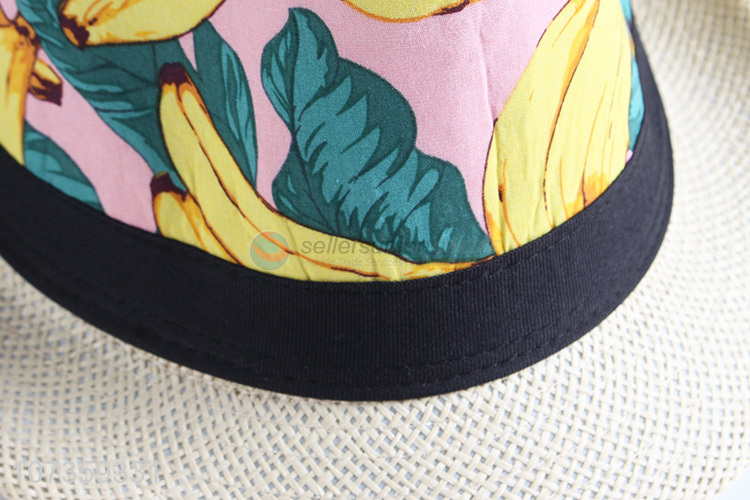 Hot Sale Banana Pattern Straw Fedora Hat Fashion Sun Hat