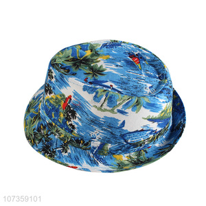 Good Quality Ocean Style Printing Billycock Beach Fedora Hat