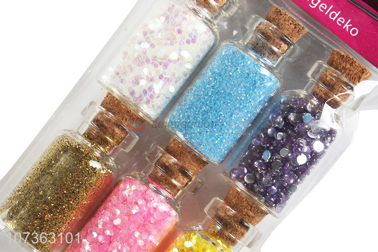 Factory Sales 8 Bottles Mixed Color Glitter Powder Sequins Diy Nail Decoration