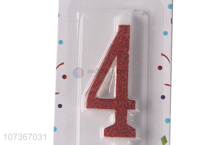 Hot Sale New Glitter Number 4 Cake Candles Digital Candle For Birthday