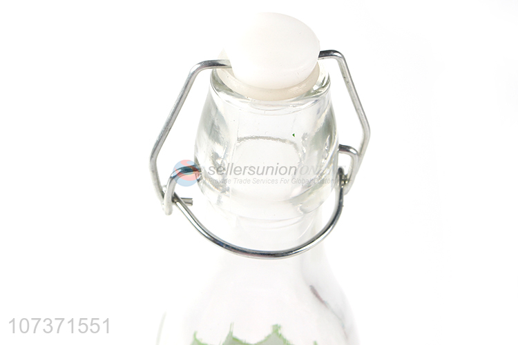 Custom Transparent Storage Glass Bottle Wine Bottle With Buckle Lid