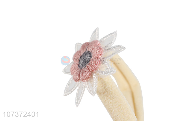 Custom Embroidered Flowers Elastic Headband Fashion Hair Band