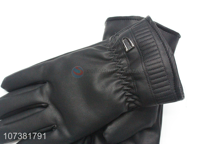 Fashion Style Women Washed Leather Gloves Winter Warm Gloves