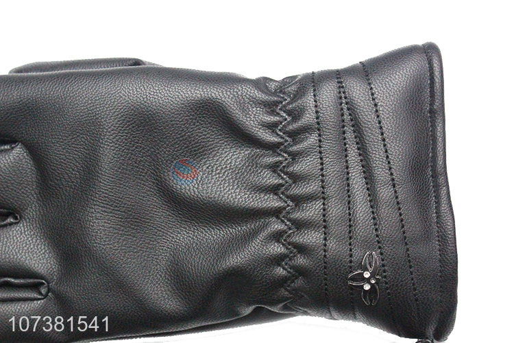 Premium Quality Warm Lining Winter Warm Women Washed Leather Gloves