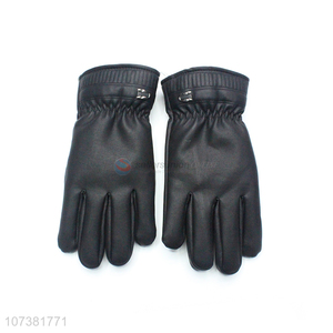 Lowest Price Balck Simple Durable Soft Washed Leather Gloves