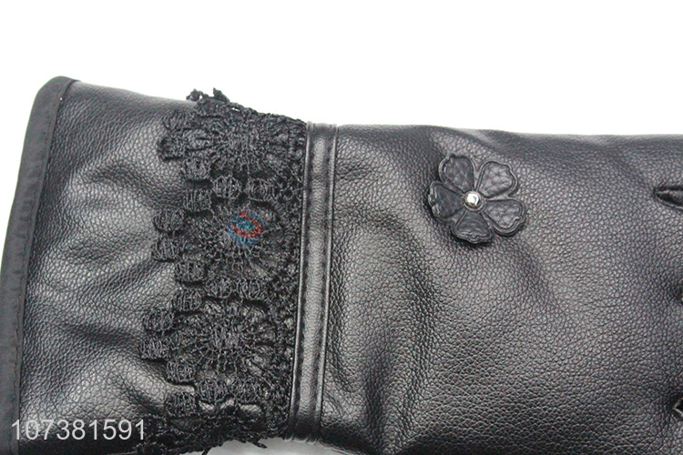 Custom High Quality Winter Women Classic Washed Leather Gloves