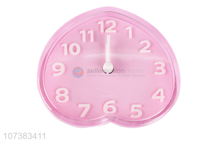 Bottom Price Pink Heart Shape Plastic Quartz Alarm Clock