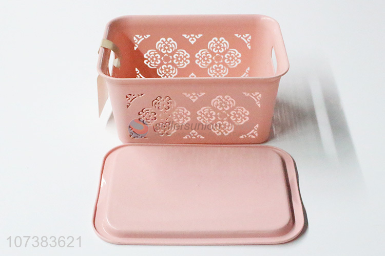 Fashion Style Plastic Storage Basket With Cover