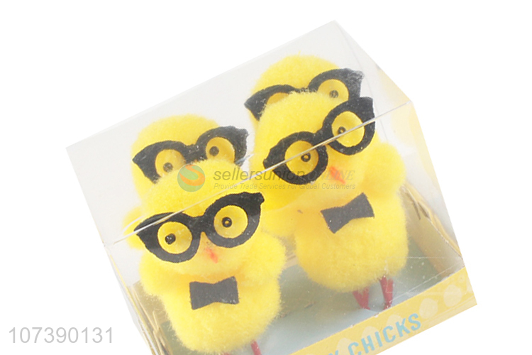 Suitable Price Cute Yellow Chick Wearing Black Glasses Easter Decoration