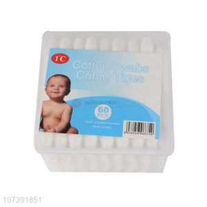 Suitable Price Baby Care Soft And Gentle Cotton Swab 60Pcs With Plastic Box