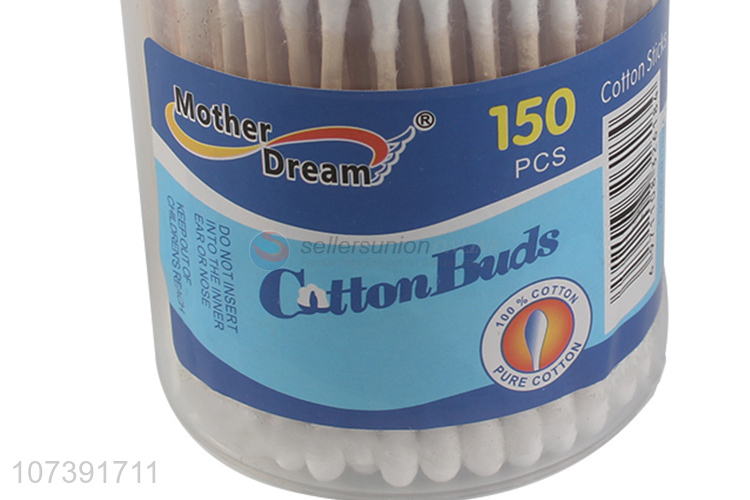 Promotional 150Pcs Wooden Stick Disposable Double Heads Cotton Swabs